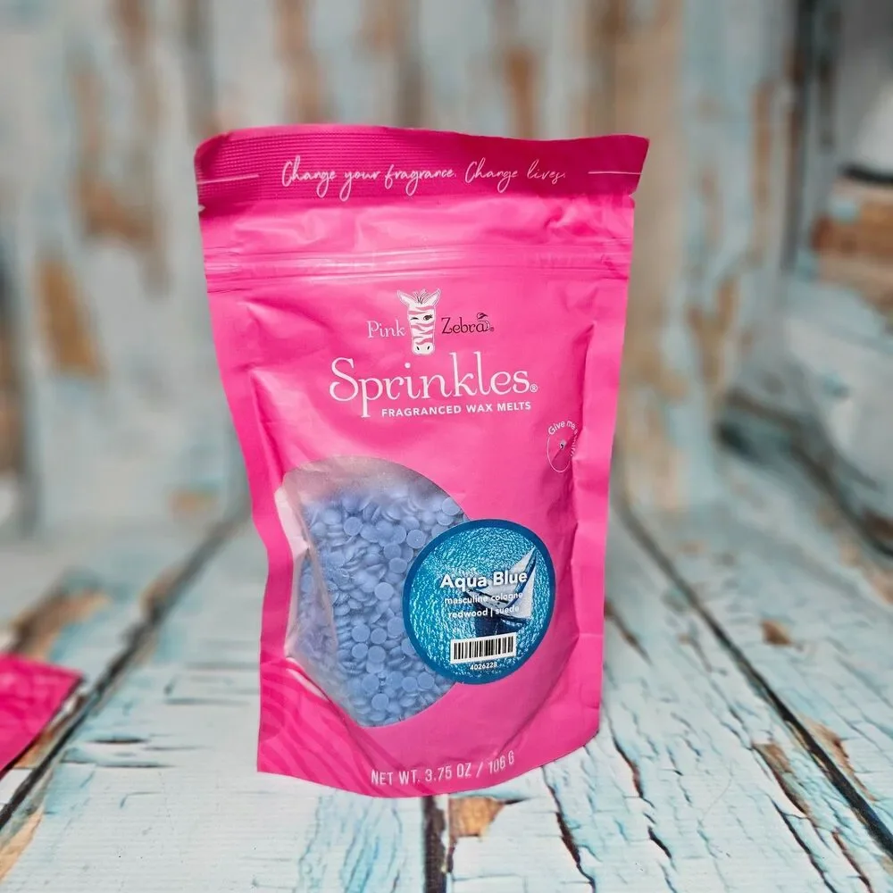 Pink Zebra Aqua Blue Sprinkles Wax Melts NEW Masculine Cologne Redwood Suede